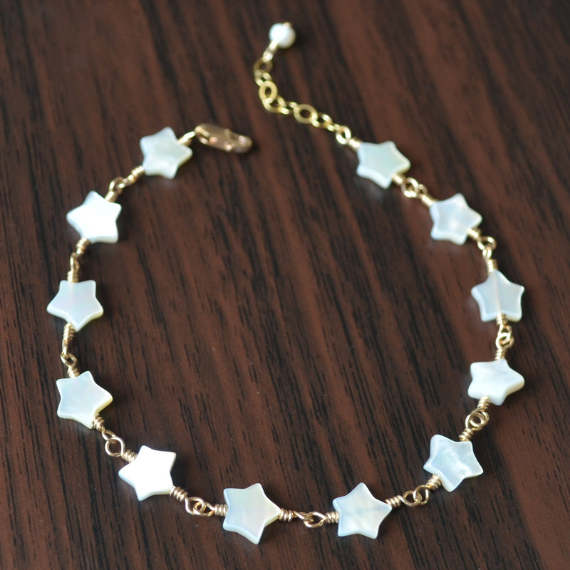 Mother of Pearl Star Bracelet in Gold or Silver
