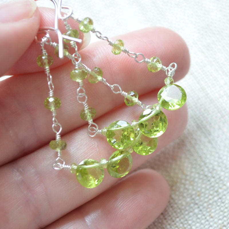 Peridot Chandelier Earrings in Sterling Silver