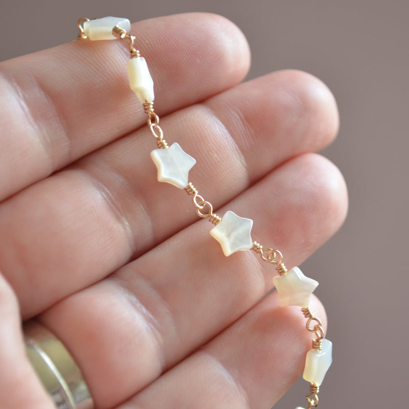 Mother of Pearl Star Bracelet in Gold or Silver