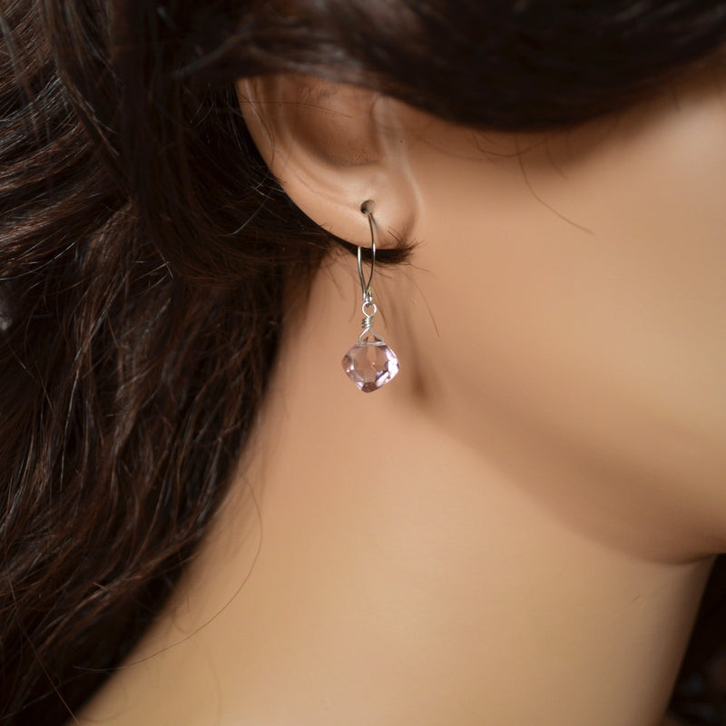 Light Plum Quartz Earrings in Sterling Silver
