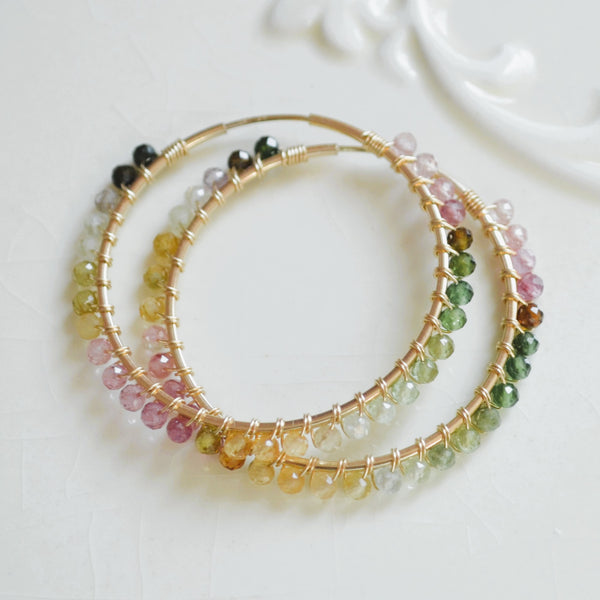 Tourmaline Hoop Earrings in Gold