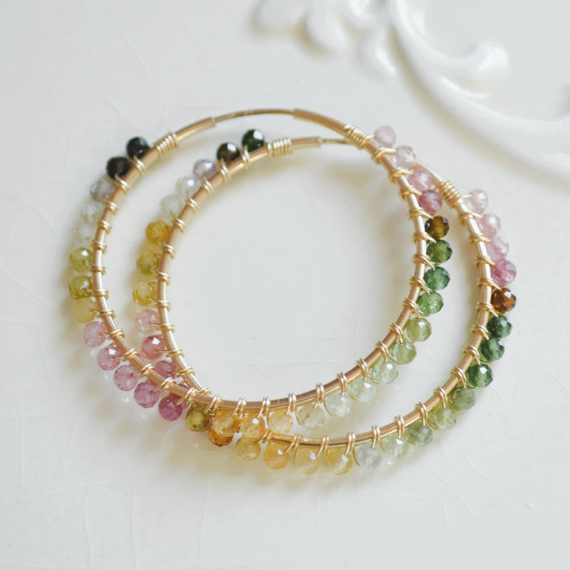 Tourmaline Hoop Earrings in Gold