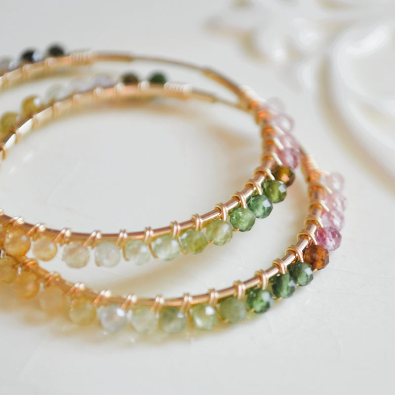 Tourmaline Hoop Earrings in Gold