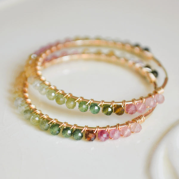 Tourmaline Hoop Earrings in Gold