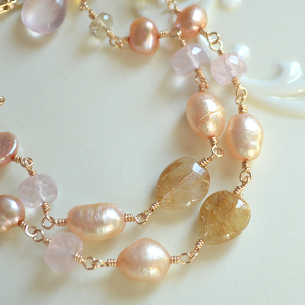 Gold Bridal Bracelet - Vintage Rose