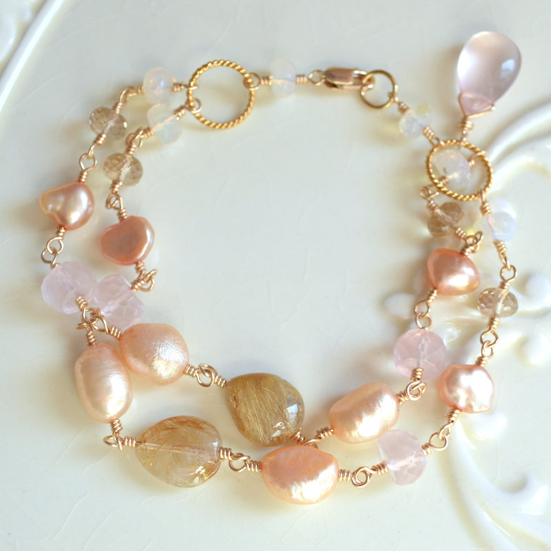 Gold Bridal Bracelet - Vintage Rose
