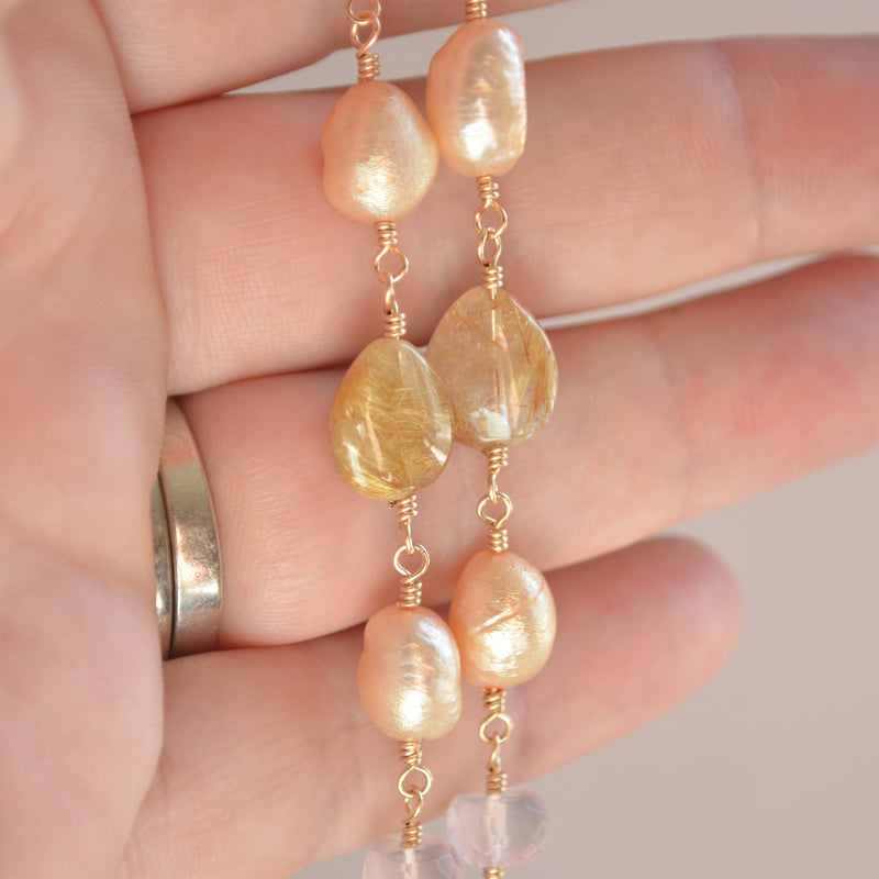 Gold Bridal Bracelet - Vintage Rose