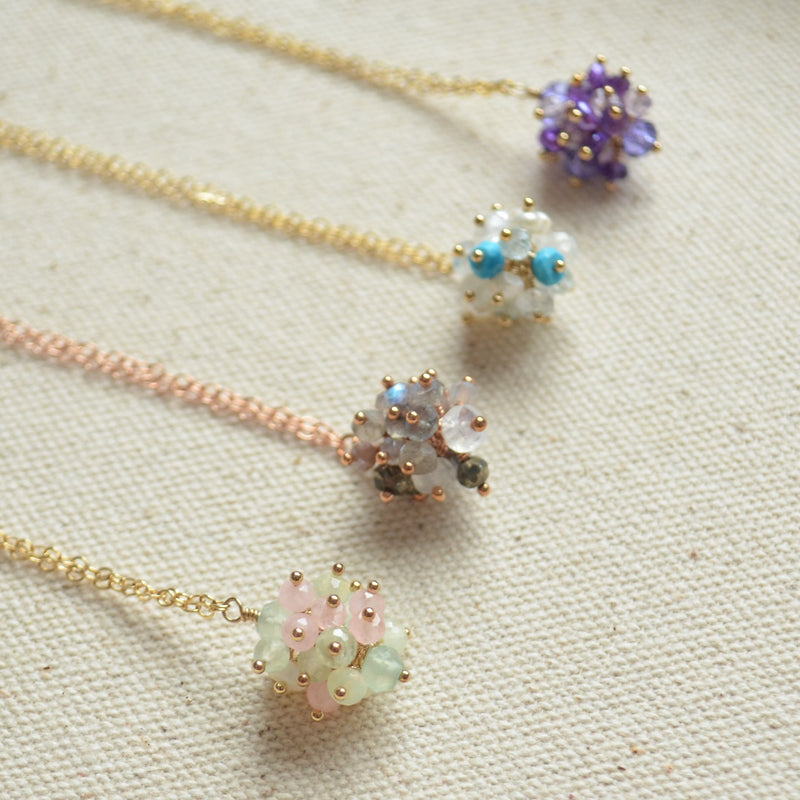 Pastel Cluster Necklace in Gold