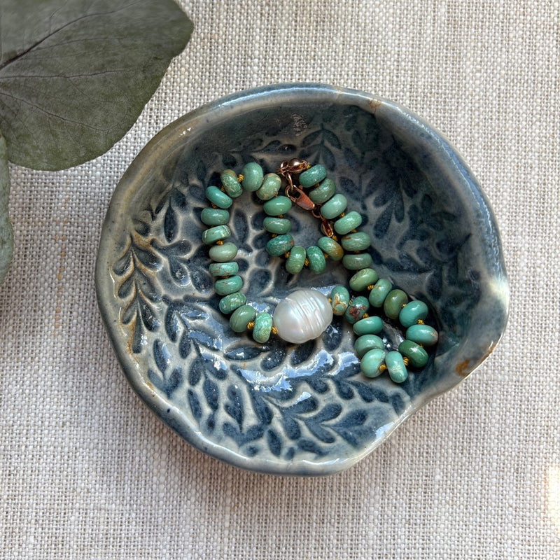 Turquoise Hand Knotted Bracelet with Pearl