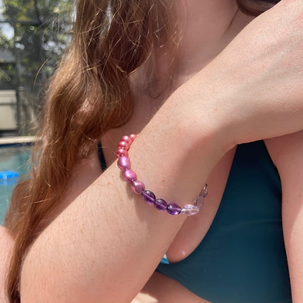 Pink and Purple Beaded Bracelet