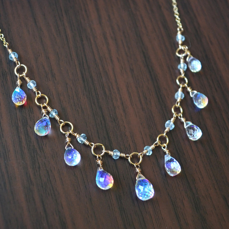 Rainbow Quartz Necklace in Gold