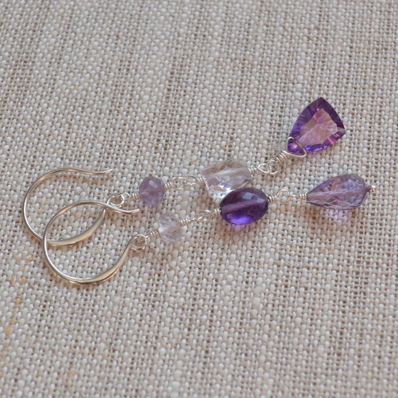 Amethyst Mismatched Earrings in Silver