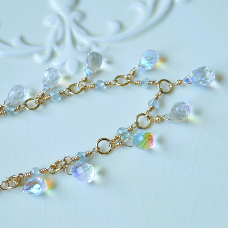 Rainbow Quartz Necklace in Gold