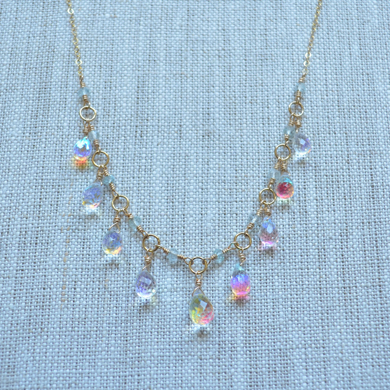 Rainbow Quartz Necklace in Gold