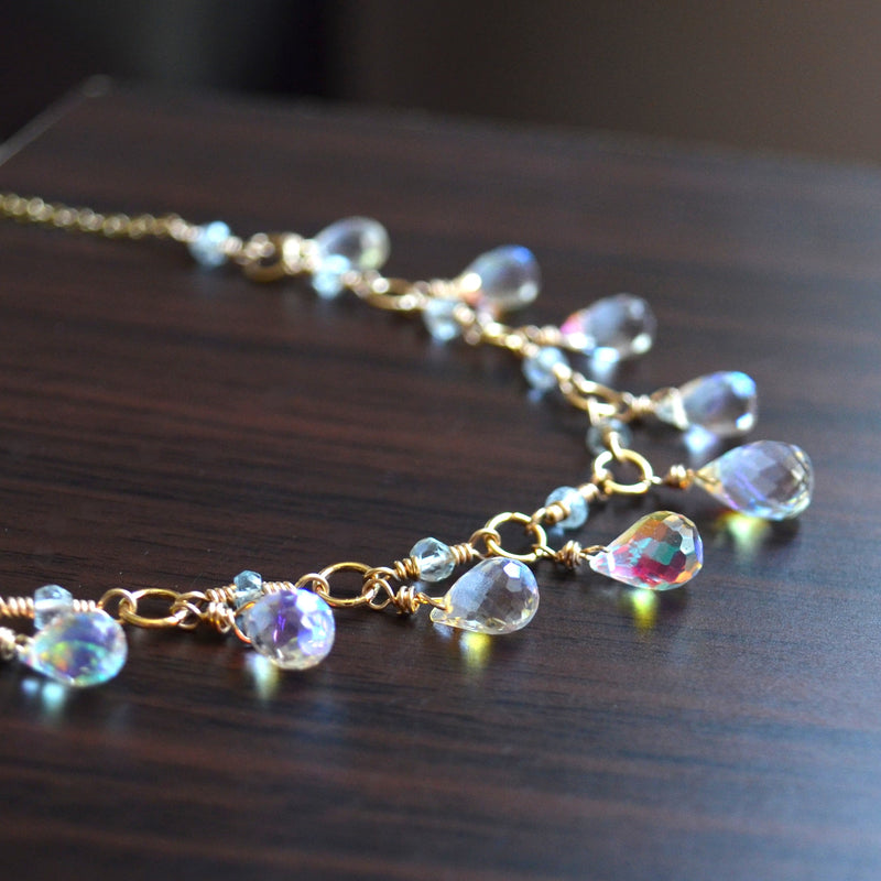 Rainbow Quartz Necklace in Gold