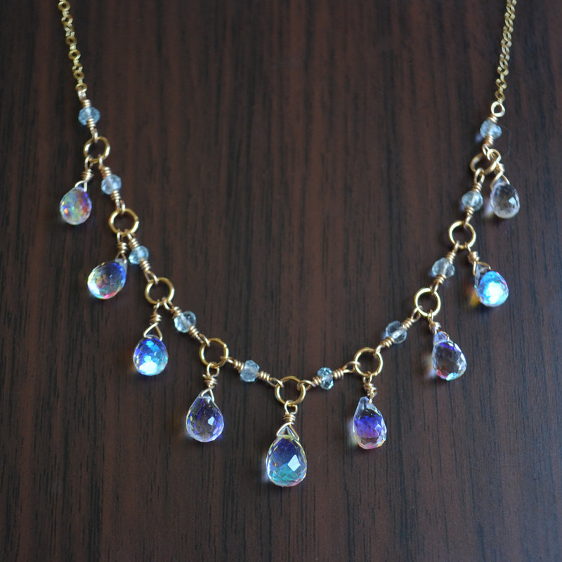 Rainbow Quartz Necklace in Gold