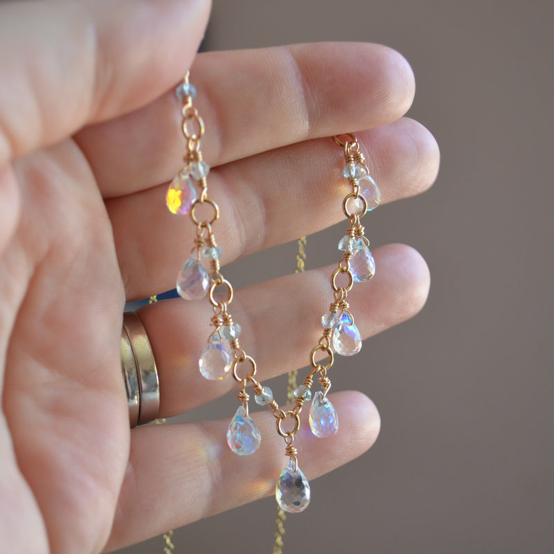 Rainbow Quartz Necklace in Gold