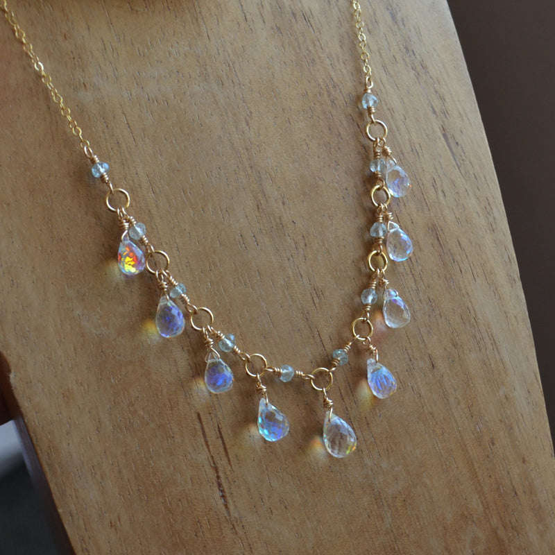 Rainbow Quartz Necklace in Gold