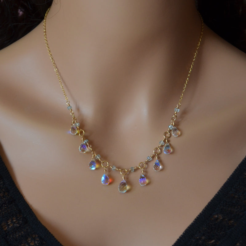 Rainbow Quartz Necklace in Gold