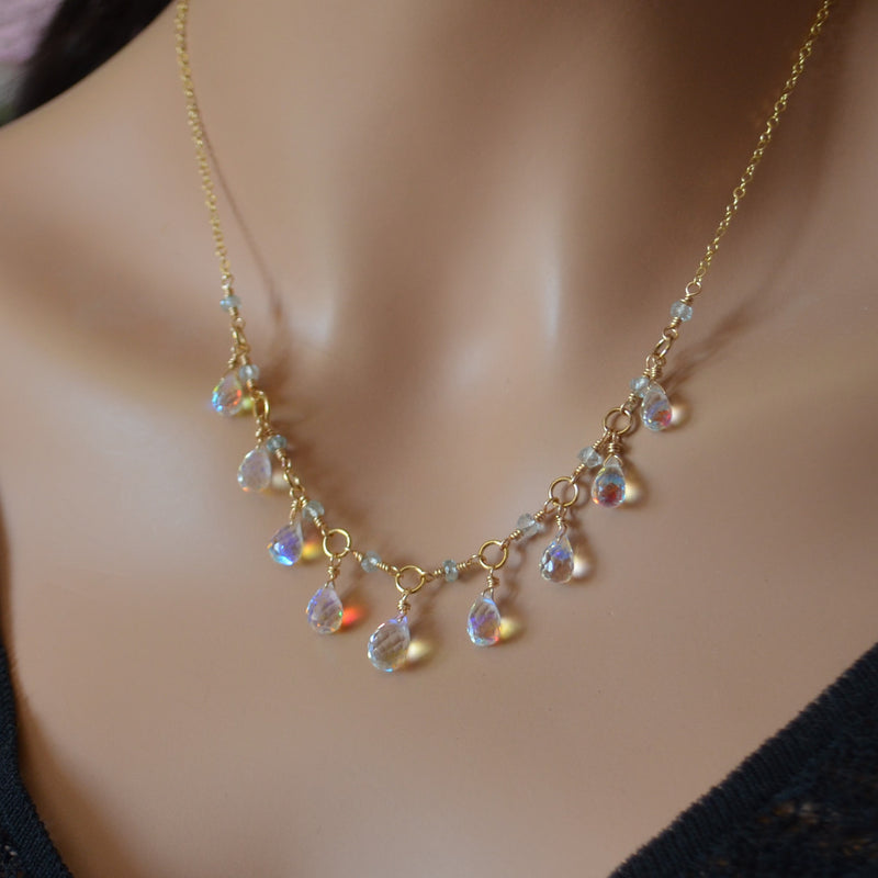 Rainbow Quartz Necklace in Gold