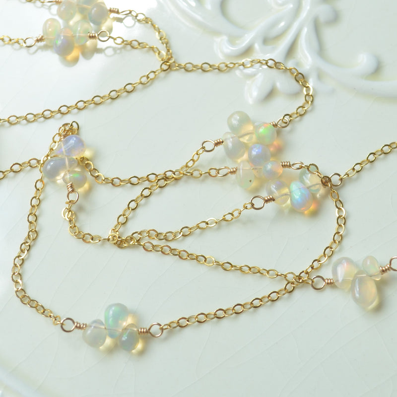 Dainty Opal Necklace in Gold