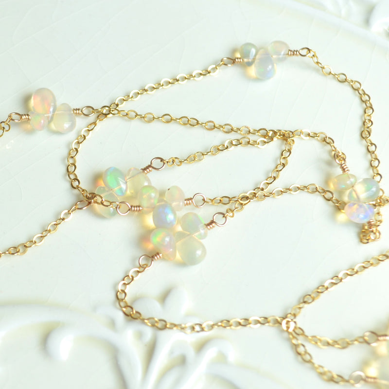 Dainty Opal Necklace in Gold