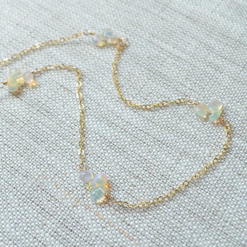 Dainty Opal Necklace in Gold