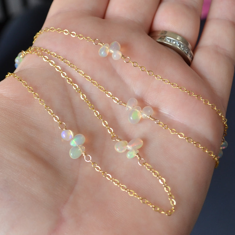 Dainty Opal Necklace in Gold