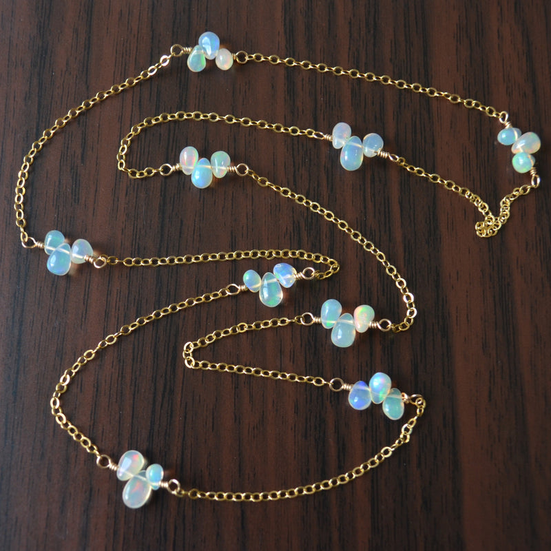 Dainty Opal Necklace in Gold