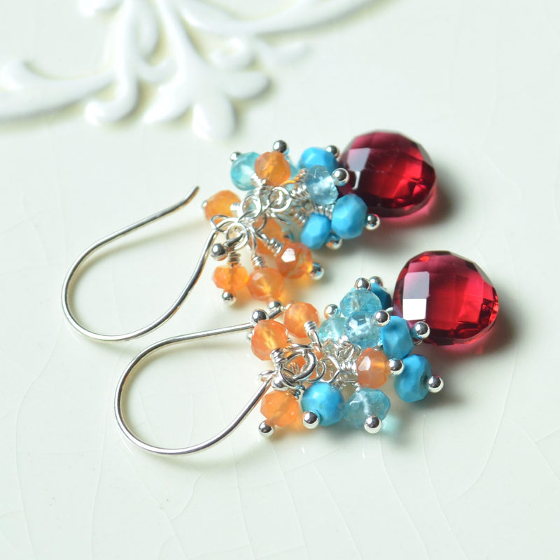 Bright and Colorful Gemstone Earrings in Sterling Silver