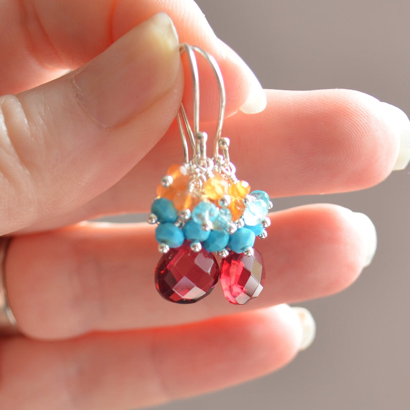 Bright and Colorful Gemstone Earrings in Sterling Silver