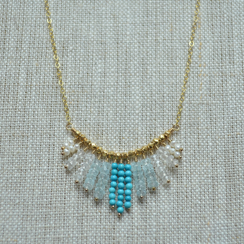 Turquoise Fringe Necklace with Blue Topaz