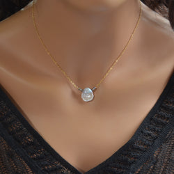 White Keishi Pearl Necklace with Labradorite