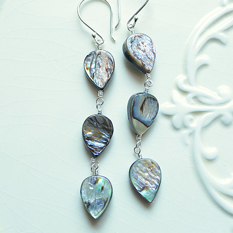 Long Abalone Earrings in Sterling Silver