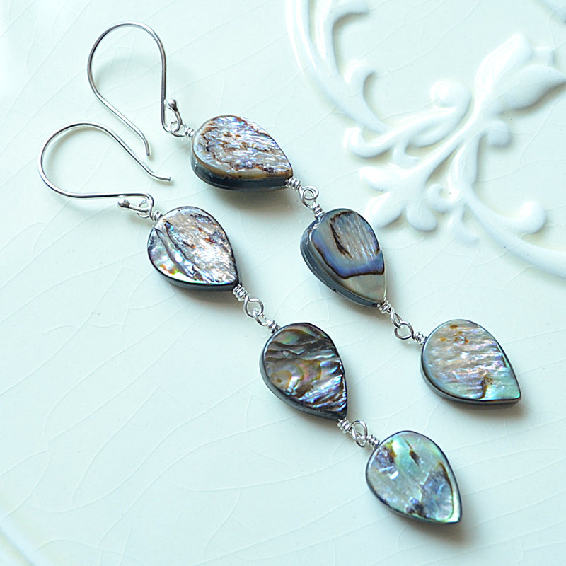 Long Abalone Earrings in Sterling Silver
