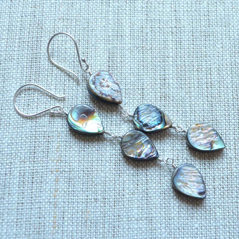 Long Abalone Earrings in Sterling Silver
