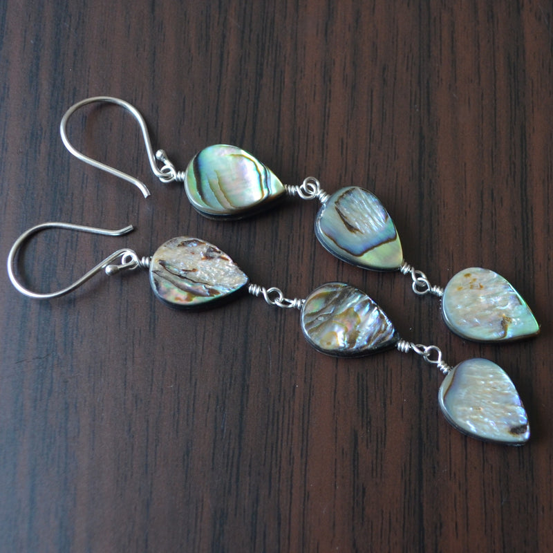 Long Abalone Earrings in Sterling Silver