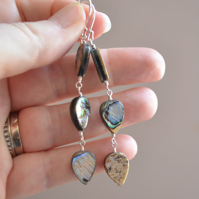 Long Abalone Earrings in Sterling Silver