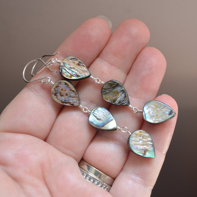 Long Abalone Earrings in Sterling Silver