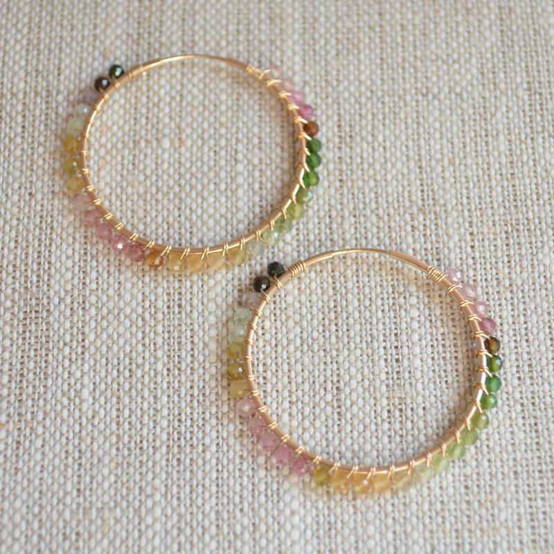 Tourmaline Hoop Earrings in Gold