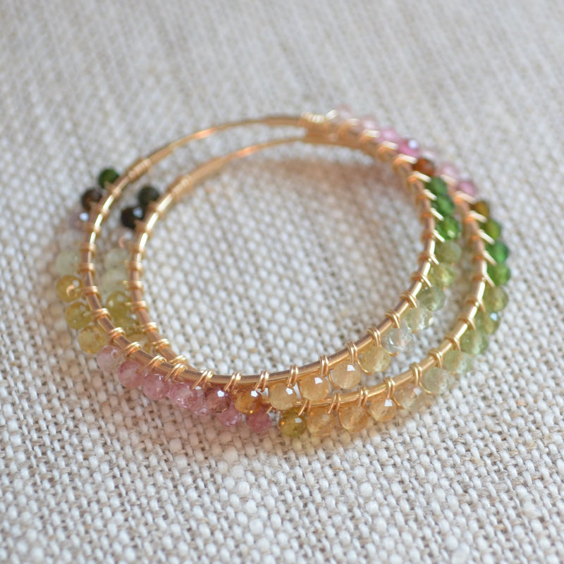 Tourmaline Hoop Earrings in Gold