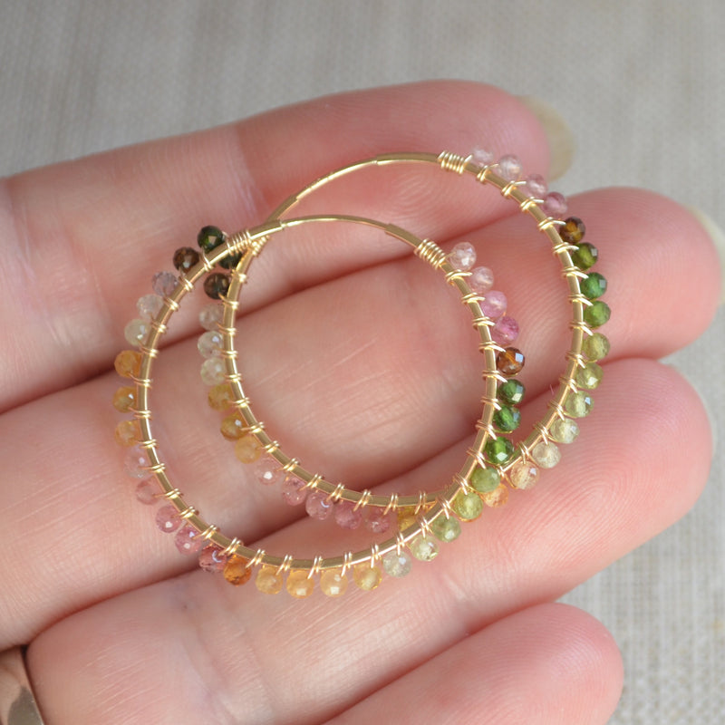 Tourmaline Hoop Earrings in Gold