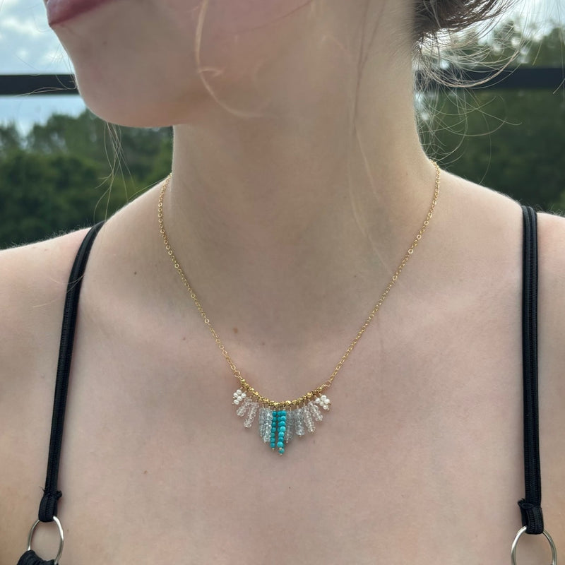 Turquoise Fringe Necklace with Blue Topaz
