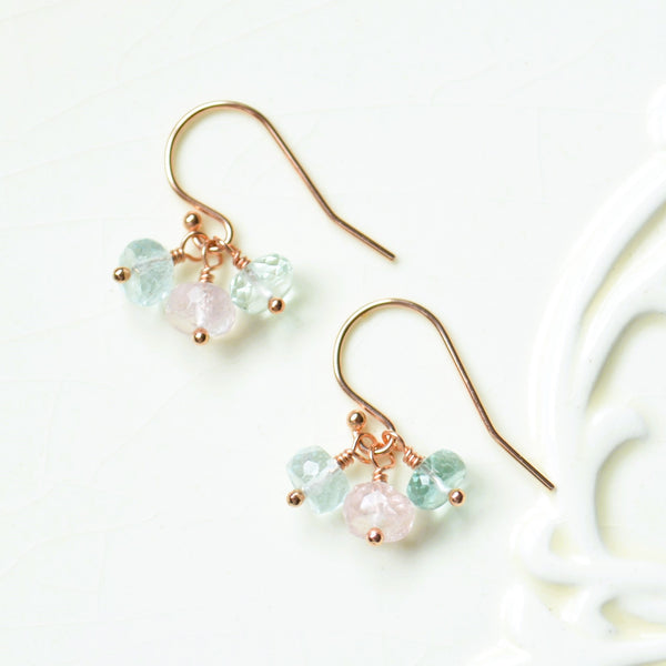 Aquamarine and Rose Gold Earrings