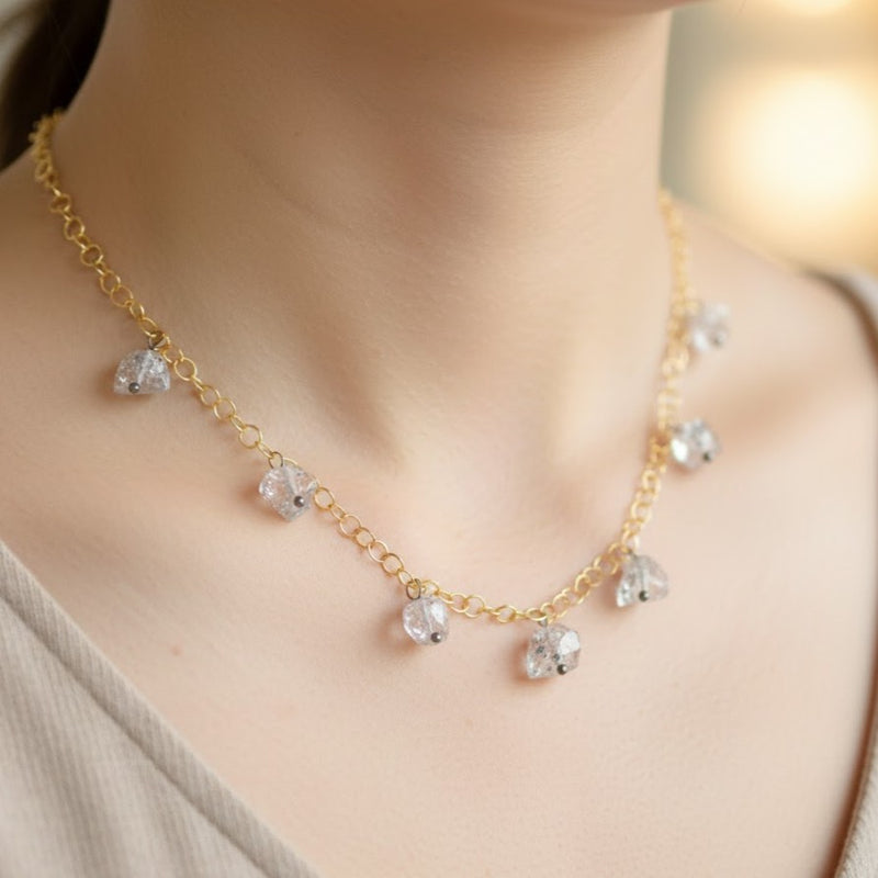 Herkimer Diamond Necklace in Gold