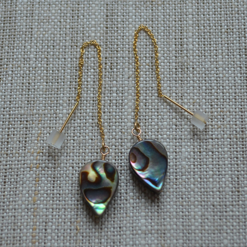 Abalone Threader Earrings in Gold