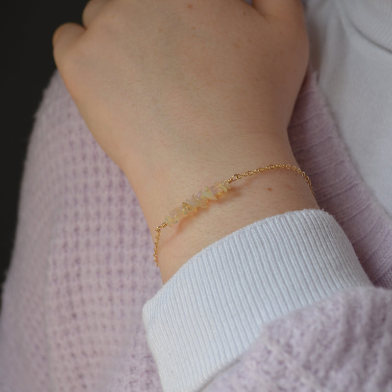 Opal Bracelet with Gemstone Chips in Gold