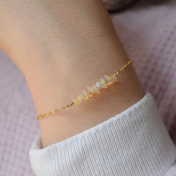 Opal Bracelet with Gemstone Chips in Gold