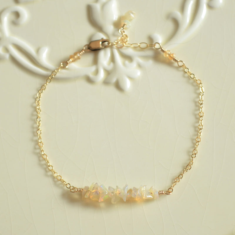 Opal Bracelet with Gemstone Chips in Gold