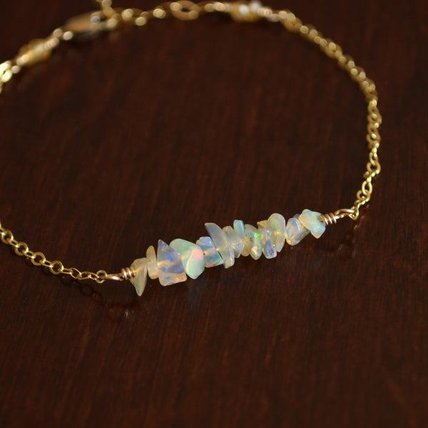 Opal Bracelet with Gemstone Chips in Gold